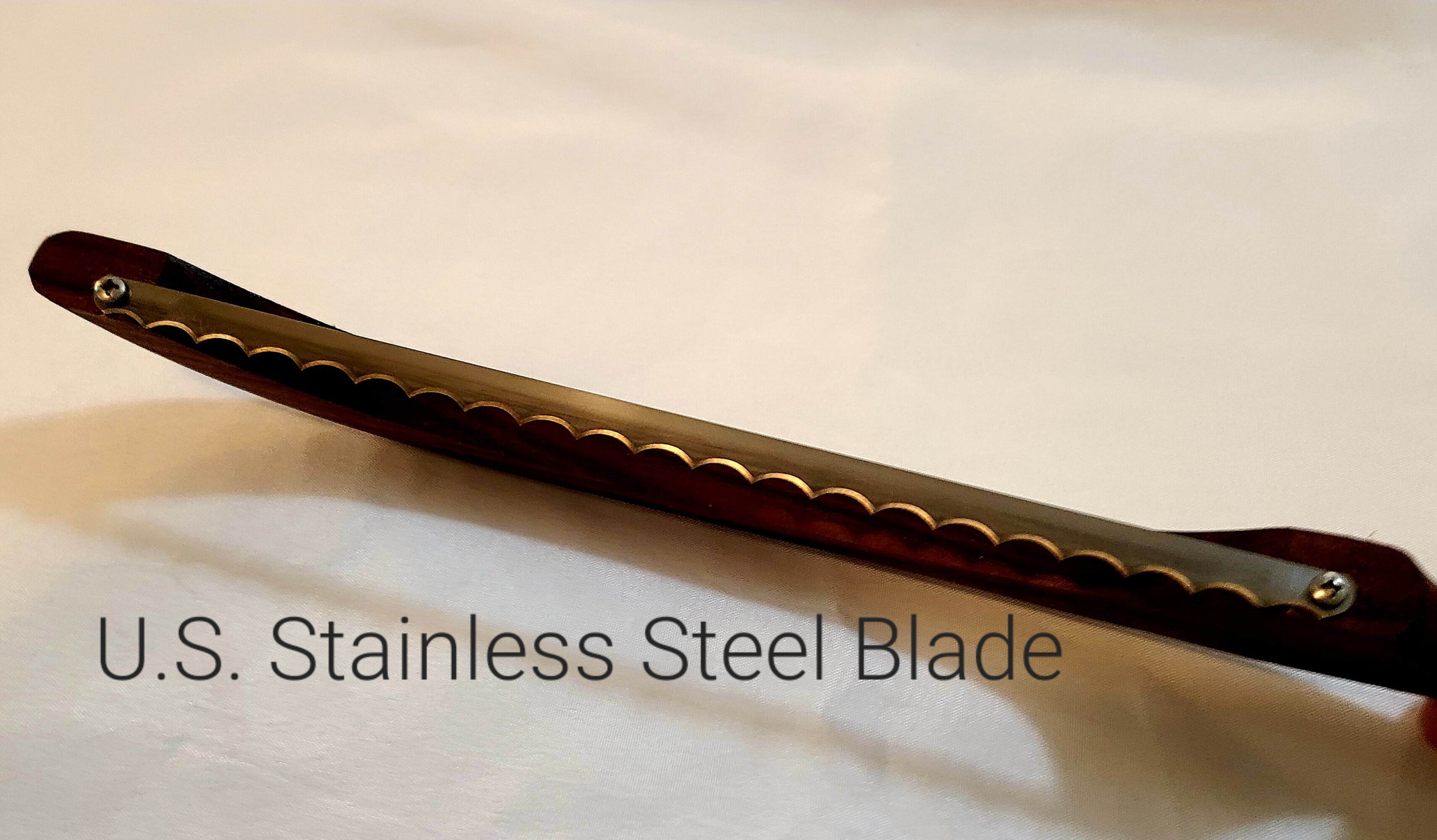 black walnut bow knife, bread knife, fiddle knife, cheese knife