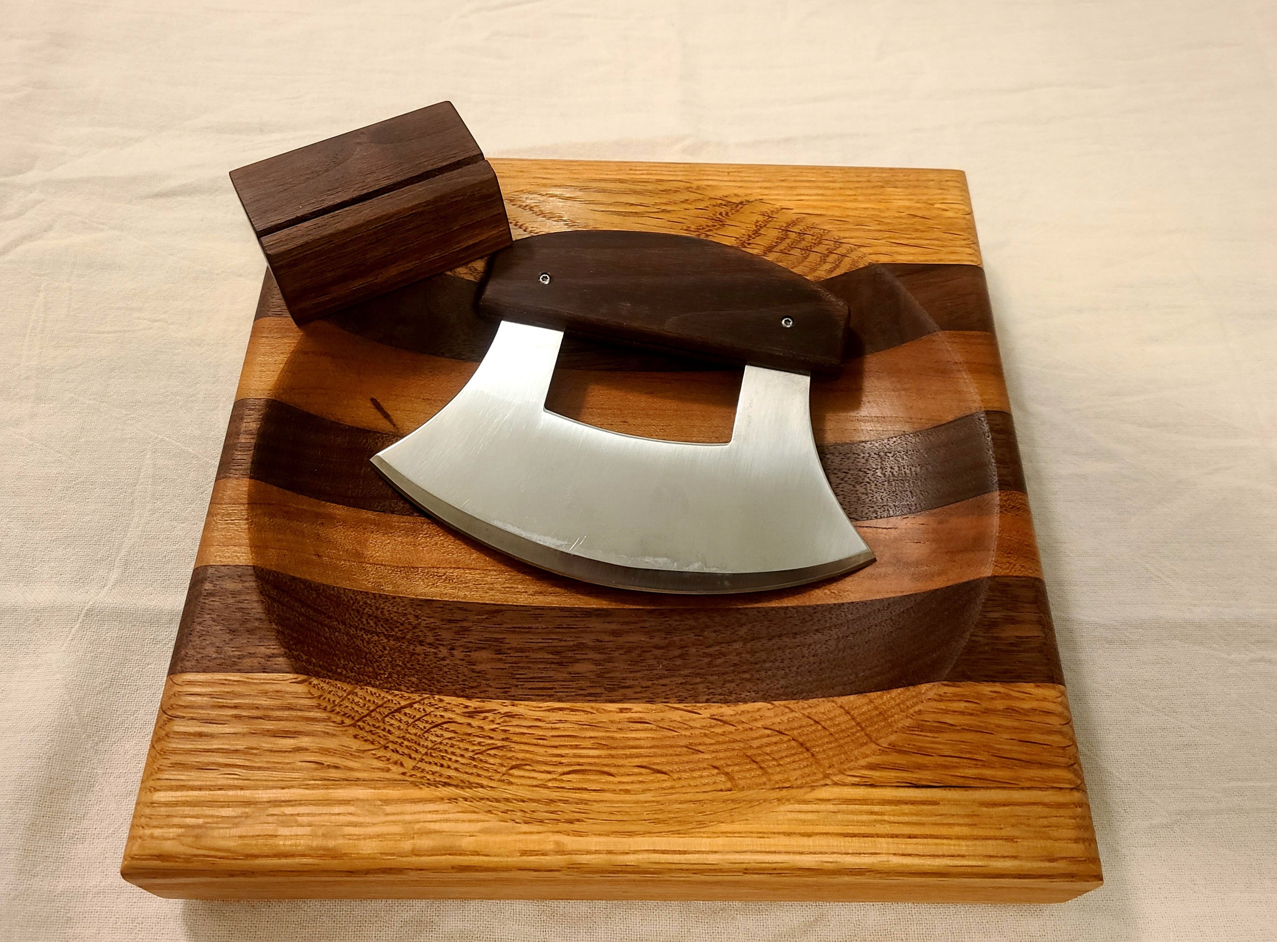 Bowl-Board Cutting Board, Double Sided Cutting Board with Cutting Board on  one side, Bowl on the Other, Alaskan Ulu Chopping Bowl-Board